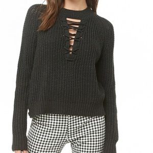 Lace up sweater